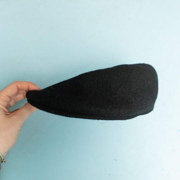 Montique International Vintage Black 100% Wool Flat Bill Flatcap Hat One Size - Picture 3 of 6